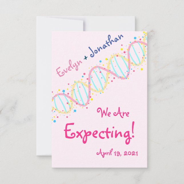 Pastel DNA We Are Expecting a Baby Girl Card (Front)