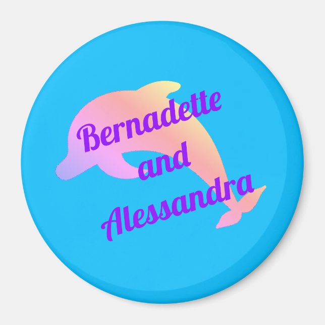 Pastel Dolphin Personalised Stateroom Door Marker Magnet (Front)