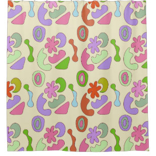 pastel doodle elements composition shower curtain