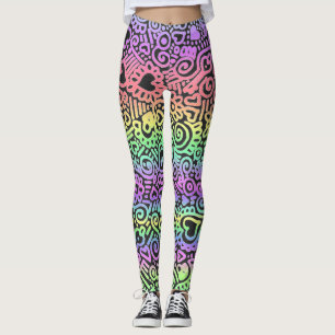 Pastel Doodle Pattern Leggings
