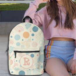 Pastel Dots and Circles Personalised Monogram  Printed Backpack