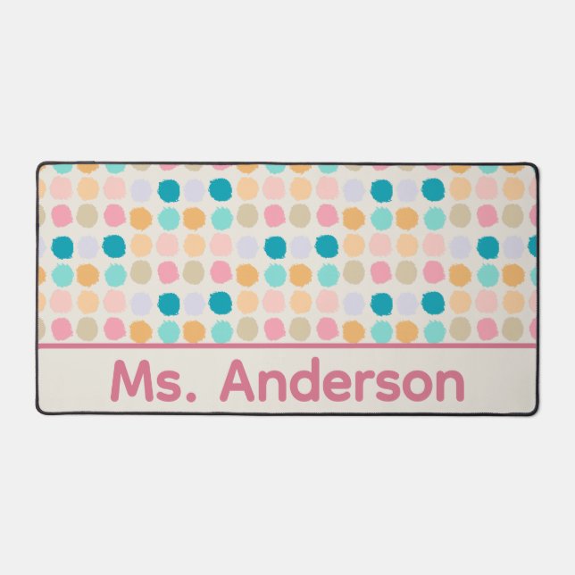Pastel Dots Personalised Desk Mat (Front)