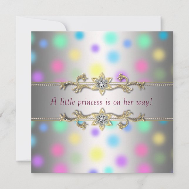 Pastel Dots Princeess Baby Shower Invitation (Front)