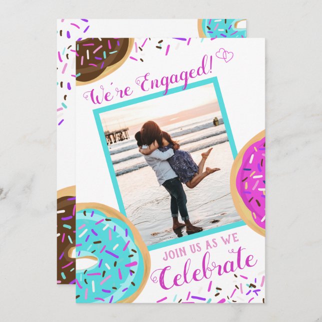 Pastel Doughnut Engagement Party Invitation (Front/Back)