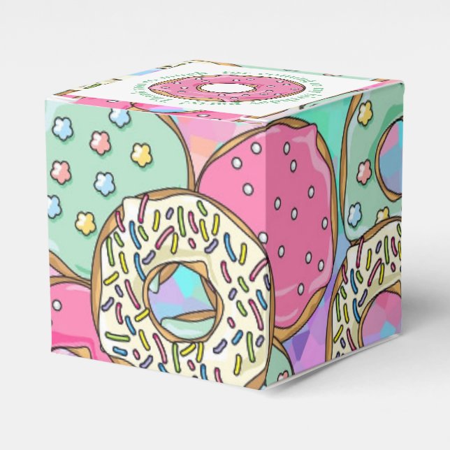Pastel Doughnuts Birthday Party Theme Favour Box (Front Side)