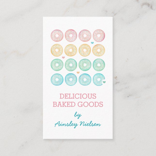 Pastel Doughnuts | Pastry Bakery Business Card (Front)