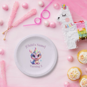 Pastel Dragon Birthday Adventure Paper Plates