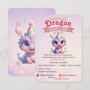Pastel Dragon Birthday Adventure RSVP Card
