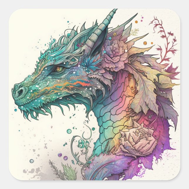 Pastel Dragon Square Sticker (Front)