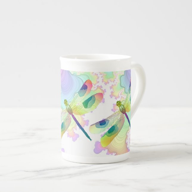 Pastel Dragonflies Bone China Mug (Front Right)