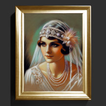 Pastel Drawing 1920's Bride