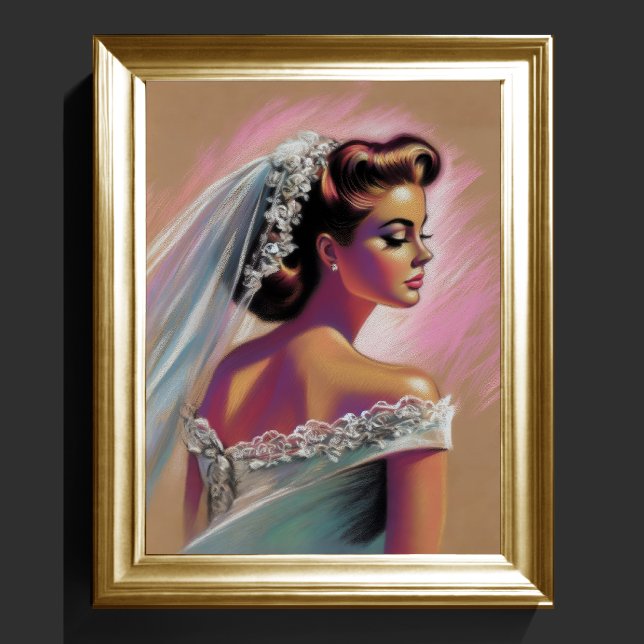 Pastel Drawing 1950's Bride Poster (Creator Uploaded)