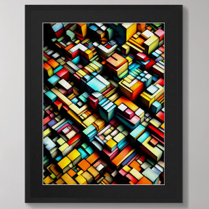 Pastel Drawing Abstract Dimensional Vertical Poster