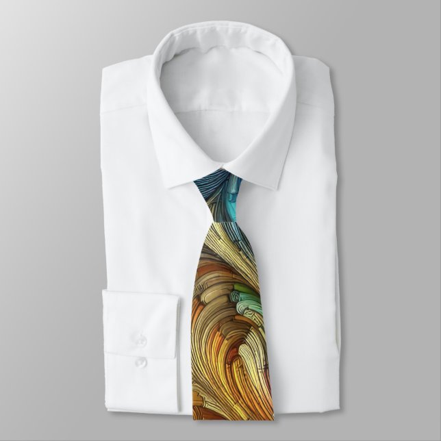 Pastel Drawing Abstract Organic Bubbly Colourful Tie (Tied)