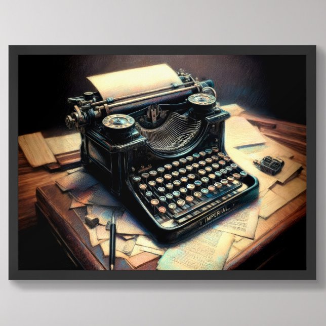 Pastel Drawing Antique Typewriter Desk Poster (Creator Uploaded)