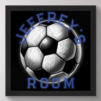 Pastel Drawing Black White Soccer Ball Personalise Poster