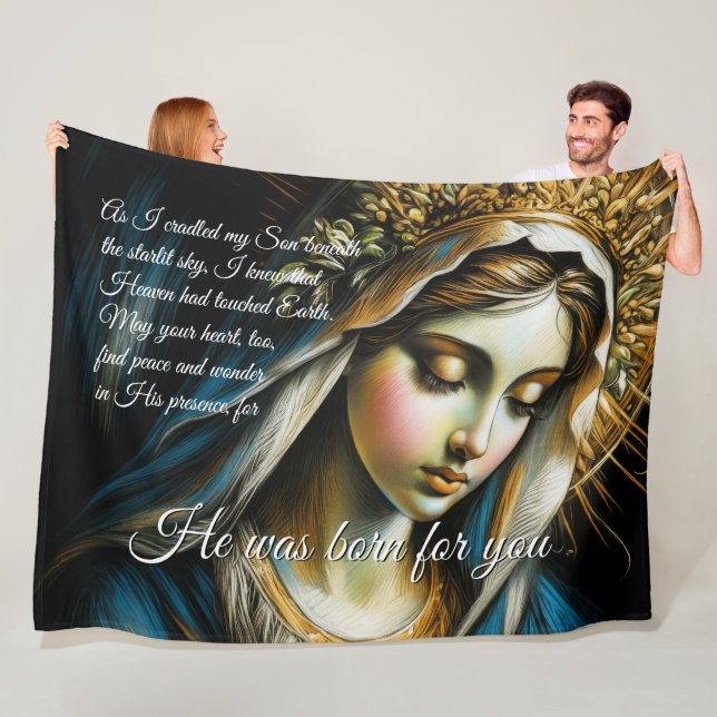 Pastel Drawing Blessed Virgin Mother Message Fleece Blanket (In Situ)