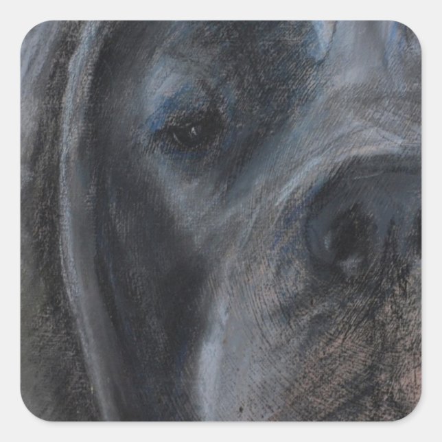 Pastel drawing Blue Great Dane Square Sticker (Front)