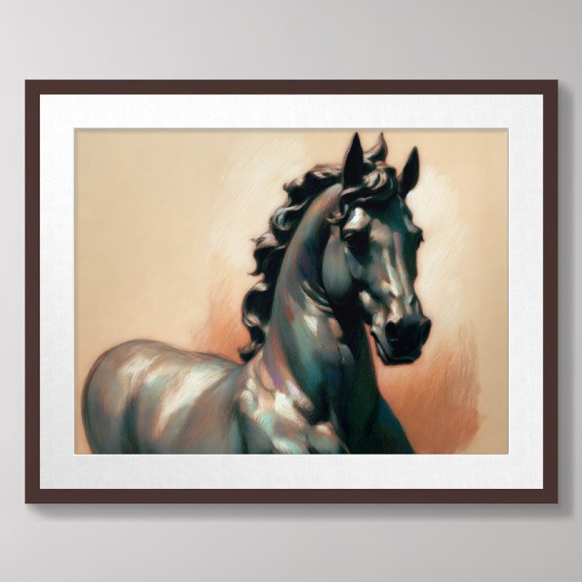 Pastel Drawing Bronze Horse Statue Poster (Creator Uploaded)