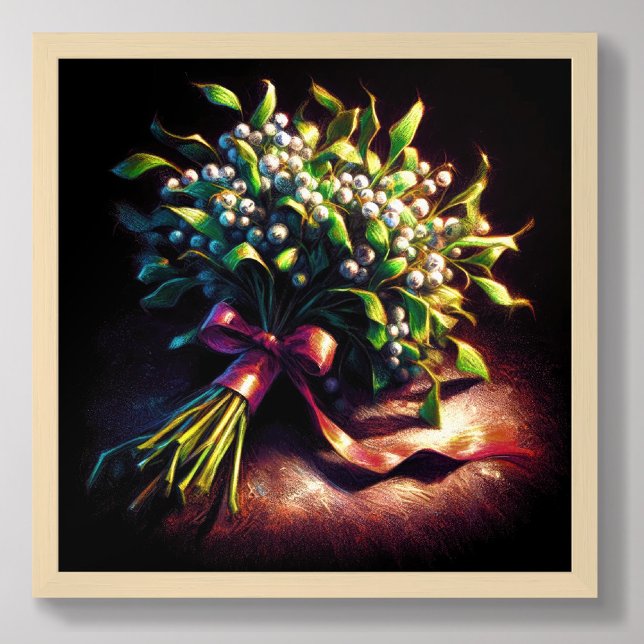 Pastel Drawing Bundle of Mistletoe Red Ribbon Poster (Creator Uploaded)