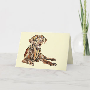 Pastel Drawing Chocolate Lab Greeting Card