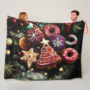 Pastel Drawing Christmas Treats Fleece Blanket