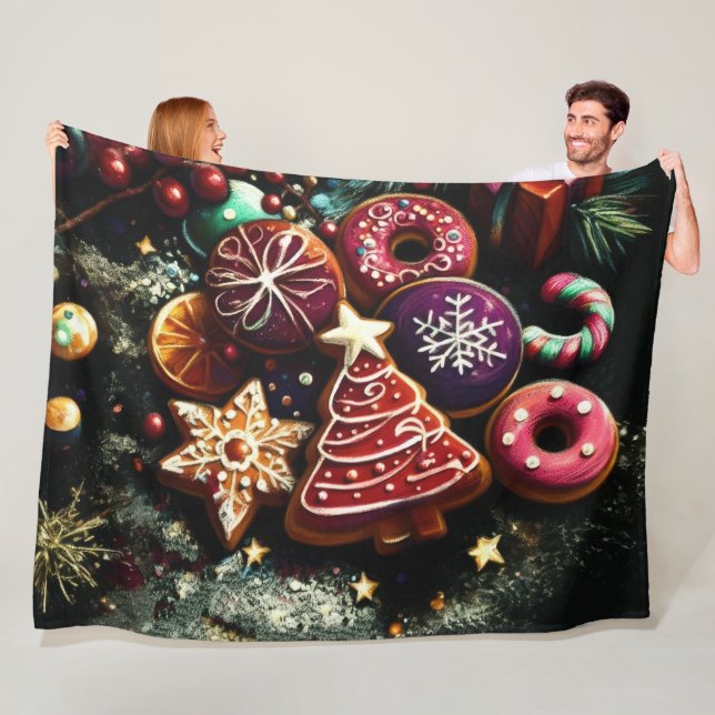Pastel Drawing Christmas Treats Fleece Blanket (In Situ)