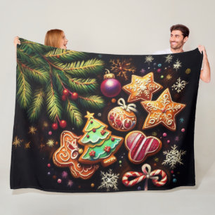 Pastel Drawing Christmas Treats Fleece Blanket