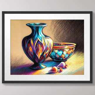 Pastel Drawing Colourful Glass Art Pieces Poster