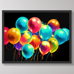 Pastel Drawing Colourful Joyful Bouquet of Balloon Poster