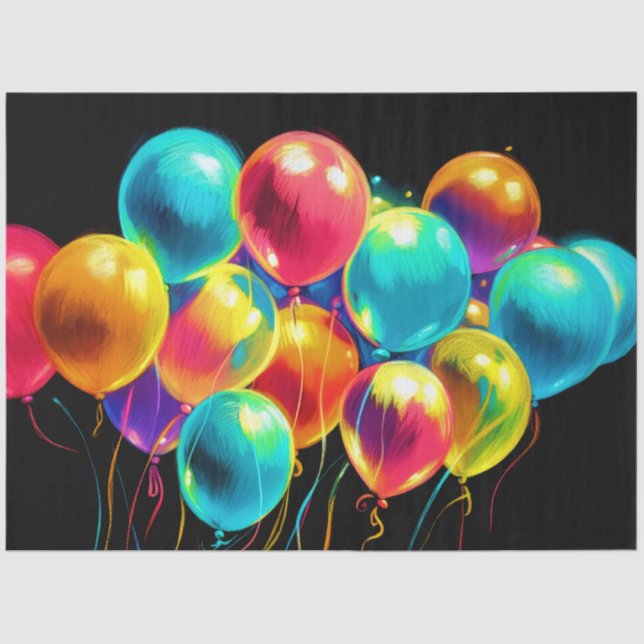 Pastel Drawing Colourful Joyful Bouquet of Balloon Tissue Paper (Front)