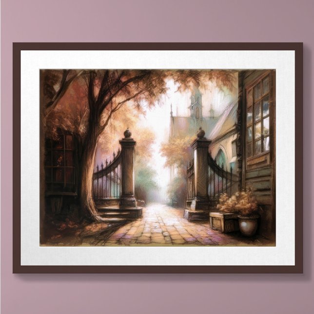 Pastel Drawing Dark Nook in European Small Town Poster (Creator Uploaded)