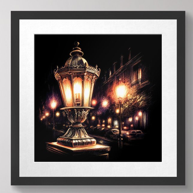 Pastel Drawing French Street Lamp Poster (Creator Uploaded)