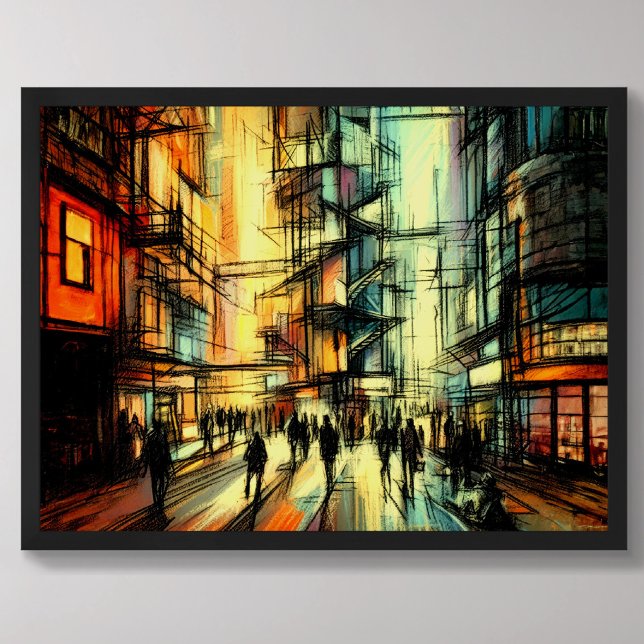 Pastel Drawing Futuristic Comic Style City Poster (Creator Uploaded)