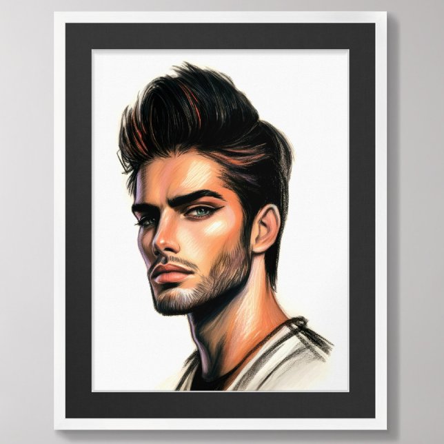 Pastel Drawing Good Looking Attractive Man Poster (Creator Uploaded)