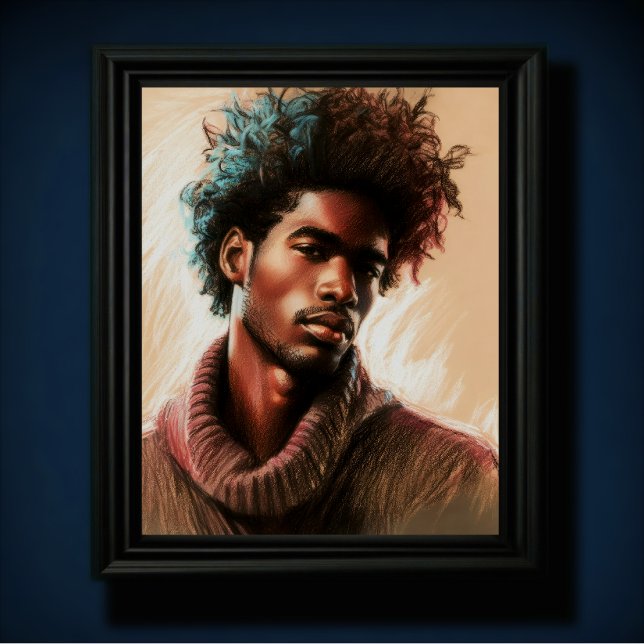 Pastel Drawing Handsome Black Man  Poster (Creator Uploaded)