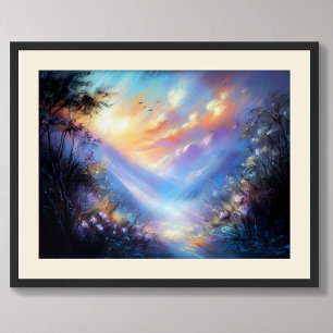Pastel Drawing Heavenly Landscape Poster
