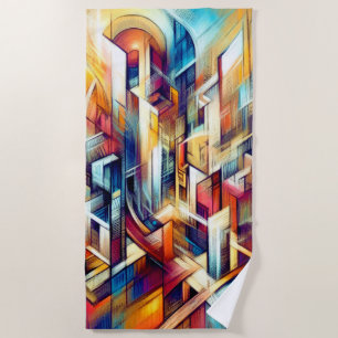 Pastel Drawing Intricate Abstract Design Beach Towel
