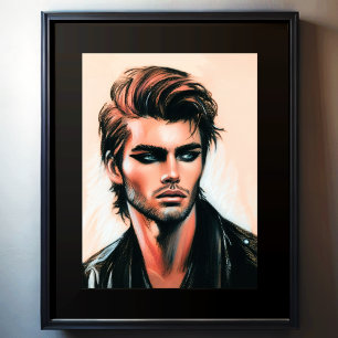 Pastel Drawing Man Eyeliner Poster