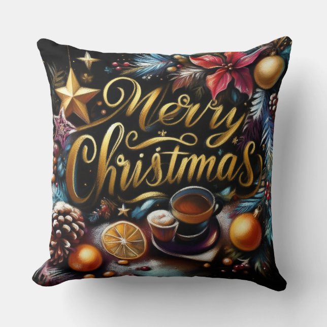 Pastel Drawing of a Christmas Whimsical Cushion (Front)