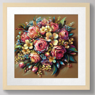 Pastel Drawing of a Floral Bouquet Poster