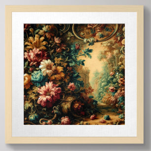 Pastel Drawing of an Antique Tapestry Cloth Poster