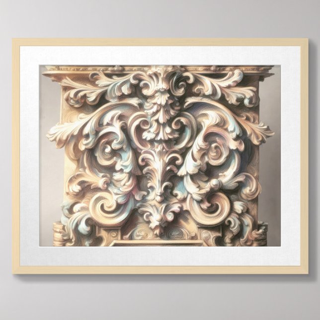 Pastel Drawing of Architecture Ornate Stone Carved Poster (Creator Uploaded)