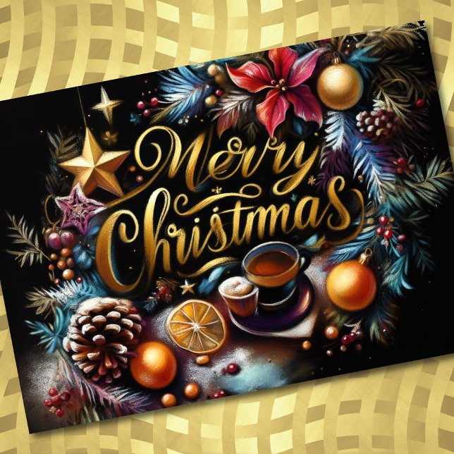 Pastel Drawing of Christmas Whimsical Card (Creator Uploaded)