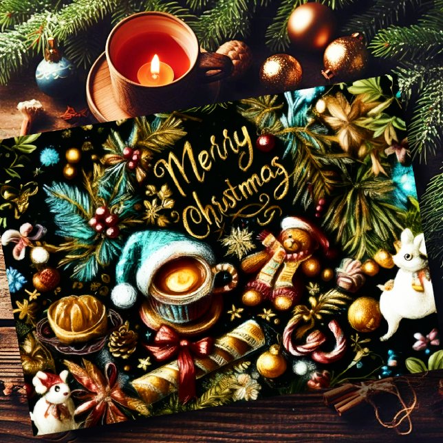 Pastel Drawing of Christmas Whimsical Holiday Card (Creator Uploaded)