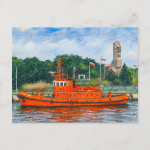 Pastel drawing of Danzig’s Westerplatte war memori Holiday Postcard