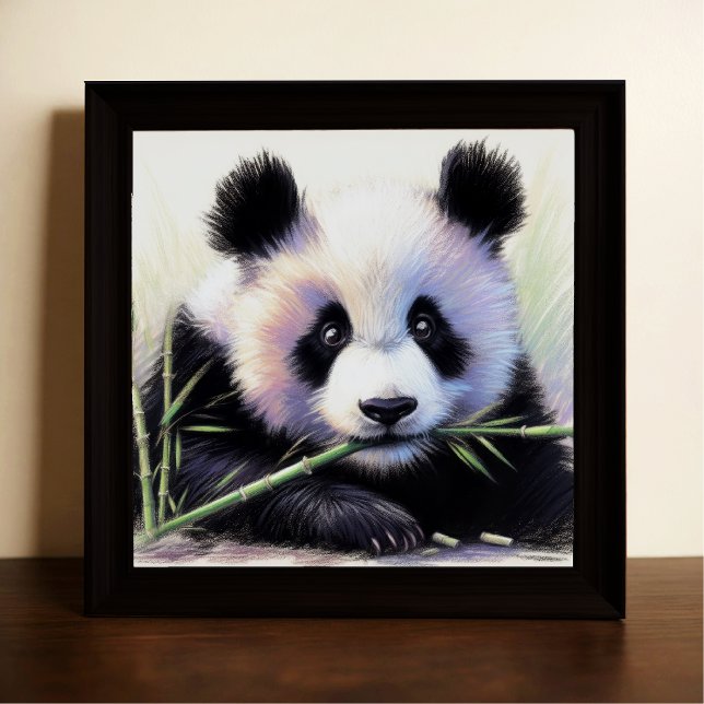 Pastel Drawing of Panda Bear Bamboo II Poster (Creator Uploaded)