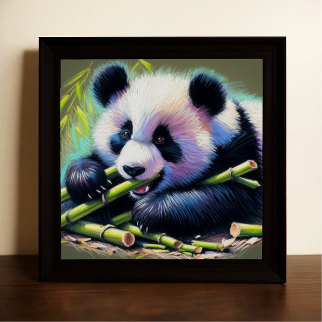 Pastel Drawing of Panda Bear Bamboo IV Poster (Creator Uploaded)