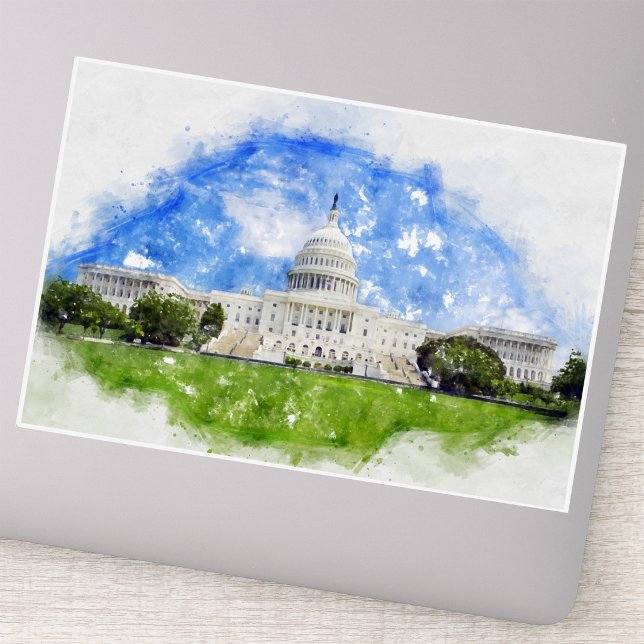 Pastel Drawing of the United States Capitol (Pastel Drawing of the United States Capitol. Sticker)