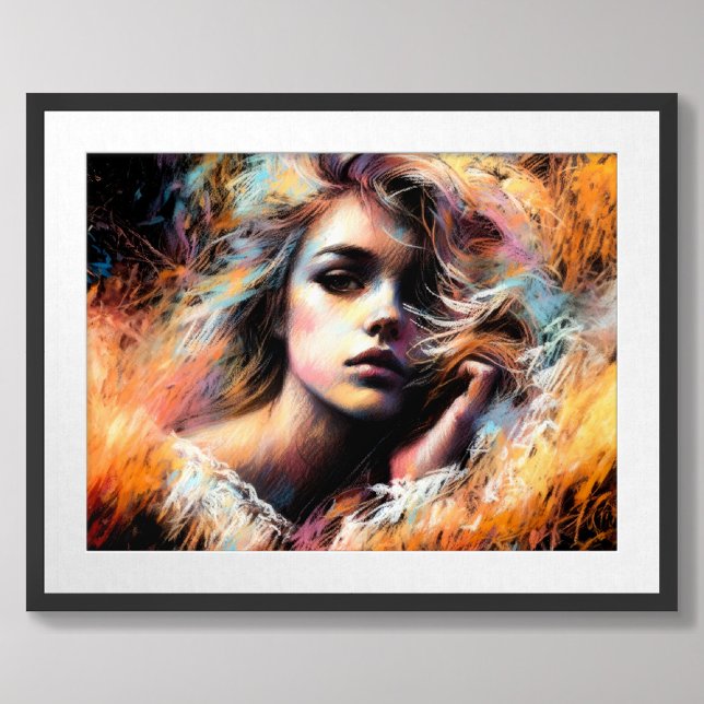 Pastel Drawing Sketch of a Girl Poster (Creator Uploaded)